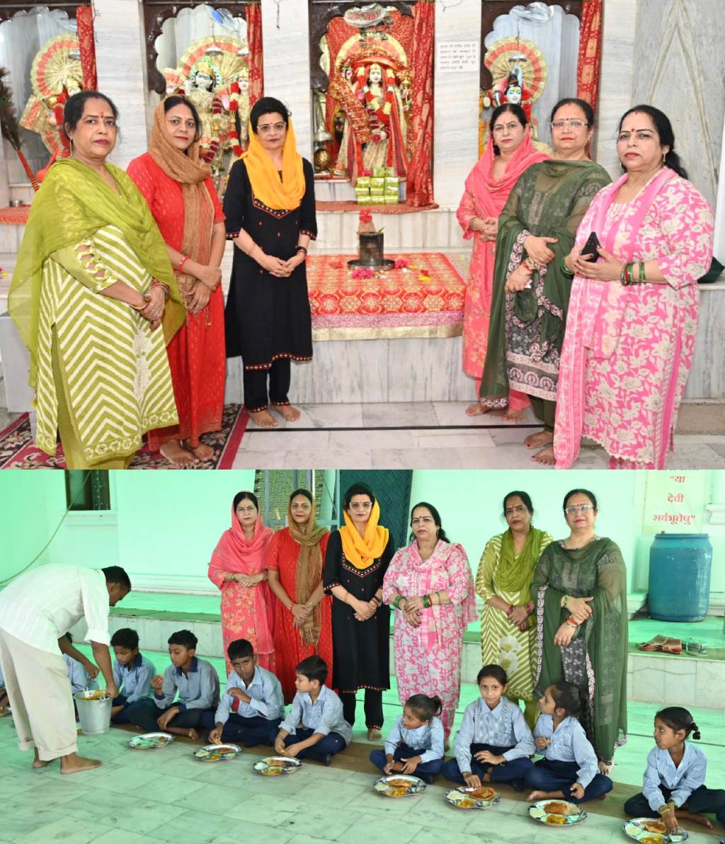 एनएफएल श्री गोबिंद मंदिर की महिला संकीर्तन मंडली ने कराया दुर्गा सप्तशती पाठ बच्चों व श्रद्धालुओं को कराया लंगर